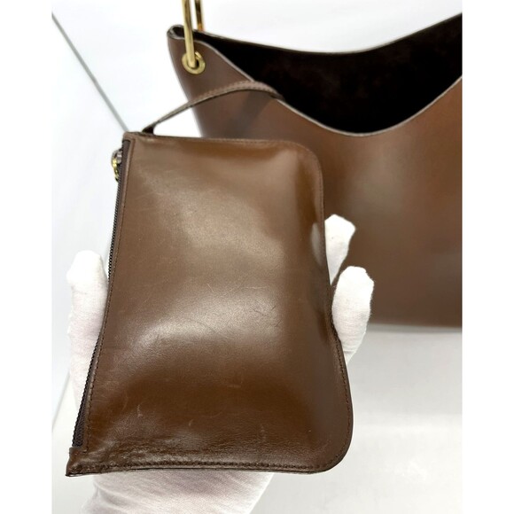 GUCCI authentic Leather Handbag W Wallet brown Bamboo handle Gold accents Italy - Picture 10 of 16